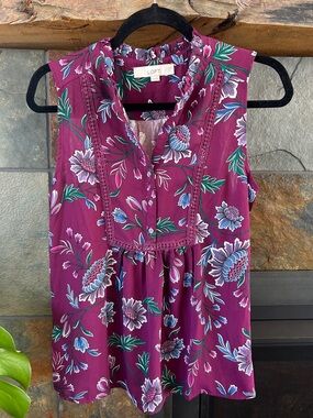 LOFT Sleeveless Floral Camisole - Berry Multicolor